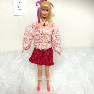 Mattel 1998 Twirling Ballerina Barbie Redressed in Handmade Outfit & Jewelry
